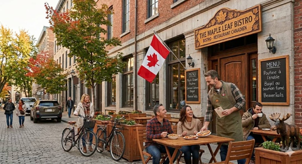 Server welcoming guests at an outdoor bistro table, hospitality and service that drives reviews and repeat visits