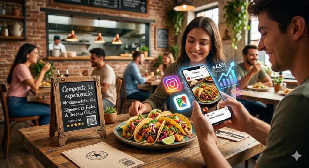 Client partageant son repas sur les réseaux — croissance locale